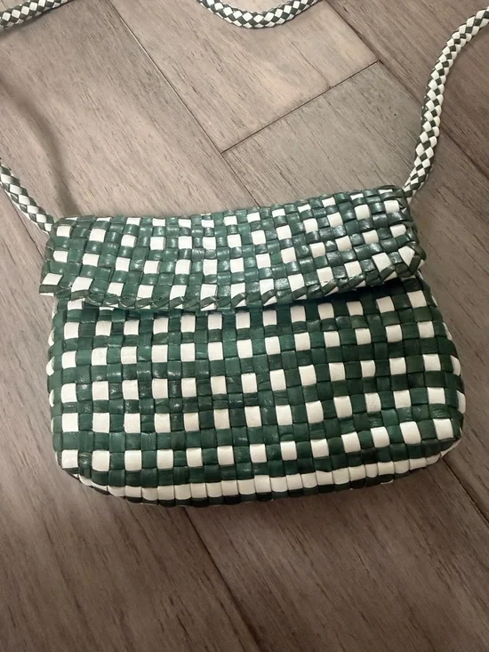 Loeffler Randall Vinnie Green and White Woven Crossbody Bag - Picture 5 of 9